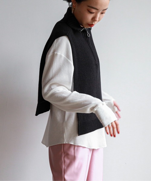 feepur（フェピュール）の「【ハンドウォッシャブル】ハーフジップベスト（ベスト・レディース・ブラック/ベージュ/オフホワイト・MEDIUM）」の21枚目の写真