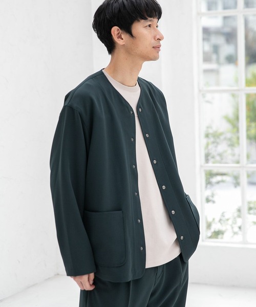 LAKOLE（ラコレ）の「トロトロカーディガンジャケット[セットアップ対応] / 262291（ノーカラージャケット・メンズ・アイボリー/ブラック/グリーン・MEDIUM/LARGE）」の3枚目の写真