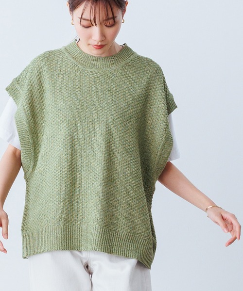 OMNES(オムネス)の「6ゲージ バックスリットニットベスト(ベスト・レディース・ブラック/ベージュ/ブラウン/オリーブ/ライトグリーン/アイボリー/チャコール・FREE)」の14枚目の写真