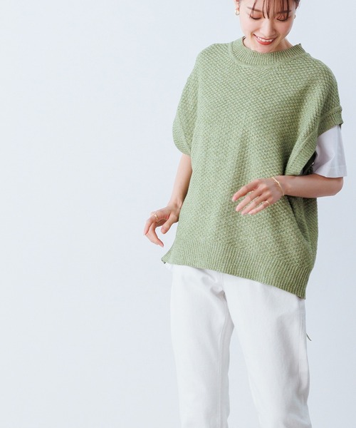 OMNES(オムネス)の「6ゲージ バックスリットニットベスト(ベスト・レディース・ブラック/ベージュ/ブラウン/オリーブ/ライトグリーン/アイボリー/チャコール・FREE)」の17枚目の写真