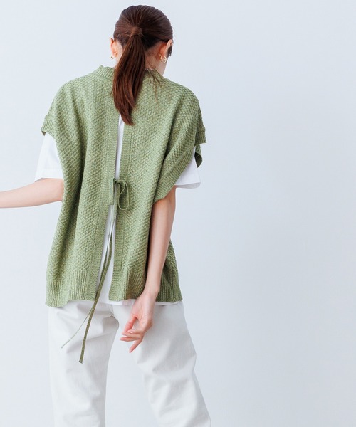 OMNES(オムネス)の「6ゲージ バックスリットニットベスト(ベスト・レディース・ブラック/ベージュ/ブラウン/オリーブ/ライトグリーン/アイボリー/チャコール・FREE)」の18枚目の写真