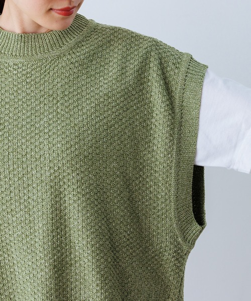 OMNES(オムネス)の「6ゲージ バックスリットニットベスト(ベスト・レディース・ブラック/ベージュ/ブラウン/オリーブ/ライトグリーン/アイボリー/チャコール・FREE)」の20枚目の写真