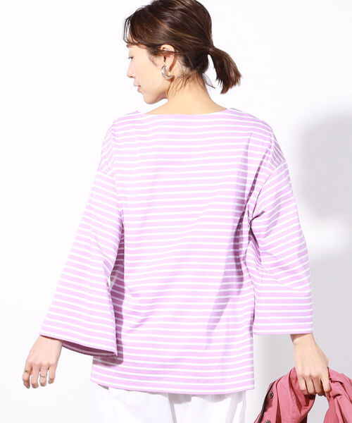 NOLLEY’S(ノーリーズ)の「バスクボーダーフレアスリーブプルオーバーカットソー(Tシャツ/カットソー・レディース・ホワイト系5/ブルー系4/パープル系4・FREE)」の3枚目の写真