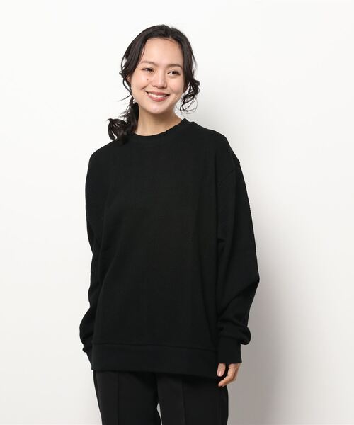 Bling Leads(ブリングリーズ)の「/Bling Leads/ワッフル クルーネックカットソー(Tシャツ/カットソー・レディース・ブラック/モカ/グレイッシュベージュ・MEDIUM/LARGE/X-LARGE)」の2枚目の写真