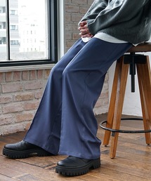 【MinoriTY】とろみ素材センタープレスワイドカラースラックス ストレートパンツ メンズ 無地