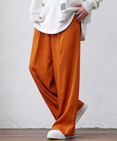 MinoriTY（マイノリティ）の「【MinoriTY】とろみ素材センタープレスワイドカラースラックス ストレートパンツ メンズ  無地（スラックス・メンズ・ブラック/ネイビー/ブラウン/レッド/グリーン/チャコール/ワイン・M/L/S）」の9枚目の写真