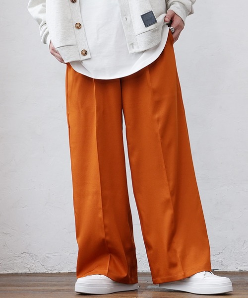 MinoriTY（マイノリティ）の「【MinoriTY】とろみ素材センタープレスワイドカラースラックス ストレートパンツ メンズ  無地（スラックス・メンズ・ブラック/ネイビー/ブラウン/レッド/グリーン/チャコール/ワイン・M/L/S）」の10枚目の写真