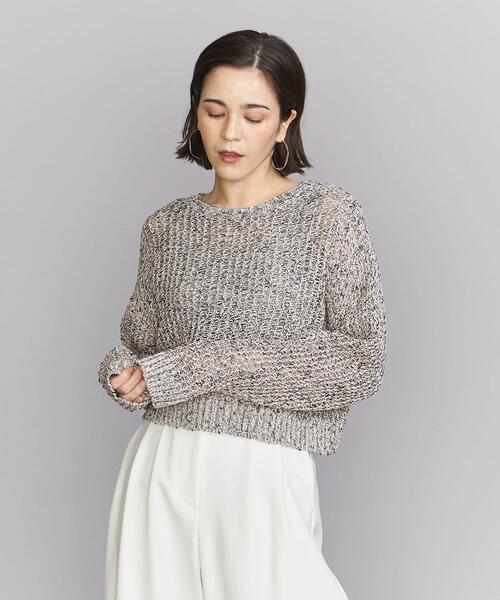 BEAUTY&YOUTH UNITED ARROWS(ビューティーアンドユースユナイテッドアローズ)の「BY コットン ショート&ワイド ニットプルオーバー -ウォッシャブル-◆(ニット/セーター・レディース・ブラック/オフホワイト/ライラック・FREE)」の2枚目の写真