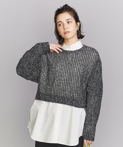 BEAUTY&YOUTH UNITED ARROWS(ビューティーアンドユースユナイテッドアローズ)の「BY コットン ショート&ワイド ニットプルオーバー -ウォッシャブル-◆(ニット/セーター・レディース・ブラック/オフホワイト/ライラック・FREE)」の3枚目の写真