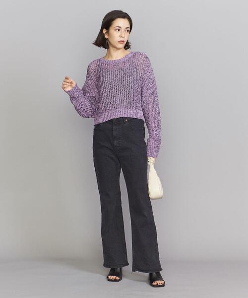 BEAUTY&YOUTH UNITED ARROWS(ビューティーアンドユースユナイテッドアローズ)の「BY コットン ショート&ワイド ニットプルオーバー -ウォッシャブル-◆(ニット/セーター・レディース・ブラック/オフホワイト/ライラック・FREE)」の6枚目の写真