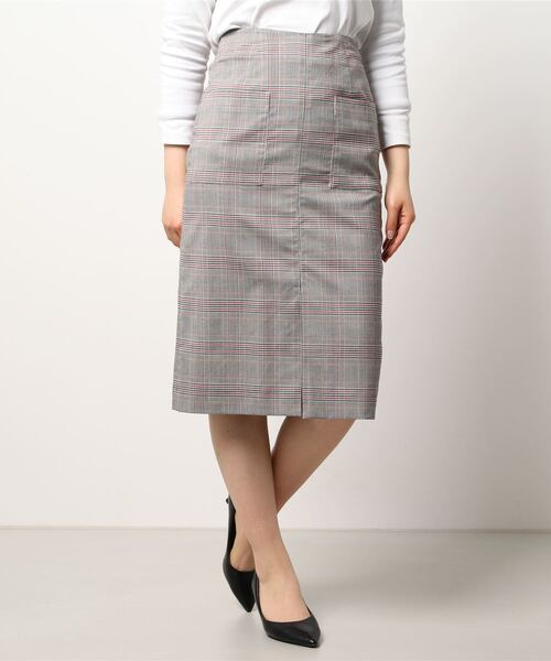 Te chichi CLASSIC(テチチクラシック)の「ポプリンチェックストレッチタイトスカート(スカート・レディース・ブラック/ベージュ/ブラウン・MEDIUM/SMALL)」の2枚目の写真