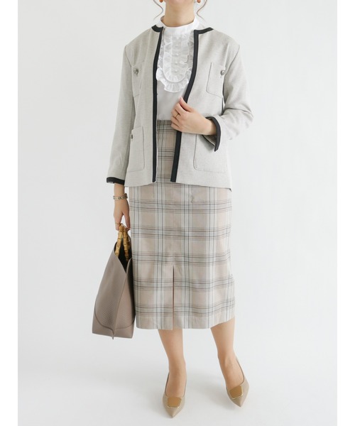 Te chichi CLASSIC(テチチクラシック)の「ポプリンチェックストレッチタイトスカート(スカート・レディース・ブラック/ベージュ/ブラウン・MEDIUM/SMALL)」の6枚目の写真