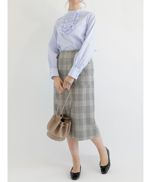 Te chichi CLASSIC(テチチクラシック)の「ポプリンチェックストレッチタイトスカート(スカート・レディース・ブラック/ベージュ/ブラウン・MEDIUM/SMALL)」の15枚目の写真