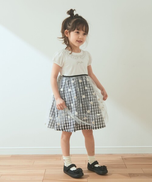 ギャラリービスコンティ　夏のお嬢さんのワンピース　ギンガムチェックにデイジー 美品 ギャラリービスコンティ ロングワンピース ギンガム
