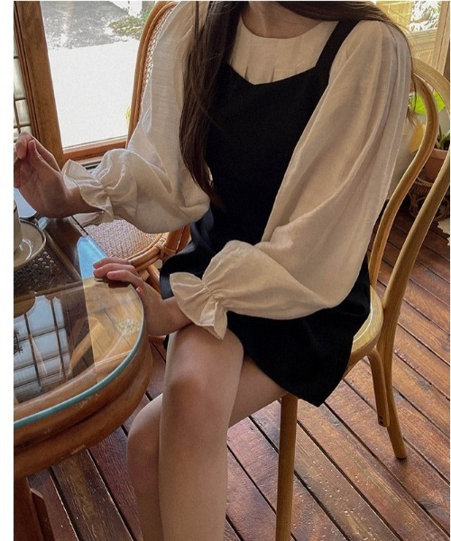 SONA（ソナ）の「SONA Aラインビスチェリボンミニワンピース（ワンピース・レディース・ブラック/ライトベージュ/ピンク・FREE）」の16枚目の写真