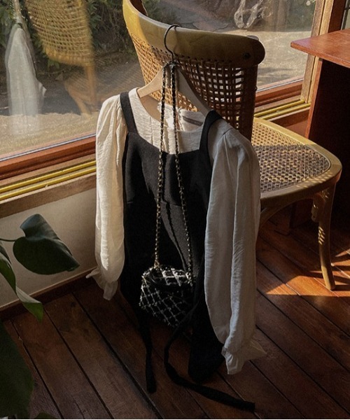 SONA（ソナ）の「SONA Aラインビスチェリボンミニワンピース（ワンピース・レディース・ブラック/ライトベージュ/ピンク・FREE）」の4枚目の写真