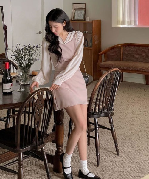 SONA（ソナ）の「SONA Aラインビスチェリボンミニワンピース（ワンピース・レディース・ブラック/ライトベージュ/ピンク・FREE）」の22枚目の写真