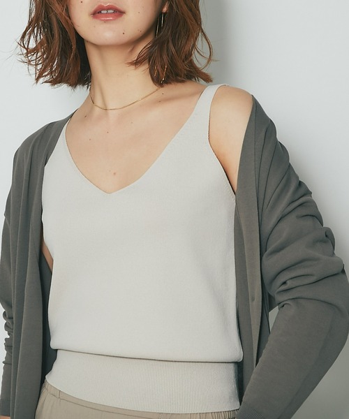 RIVE DROITE（リヴドロワ）の「クールタッチUVニットキャミソール（キャミソール・レディース・チャコールグレー/ベージュ/オレンジ・FREE）」の2枚目の写真