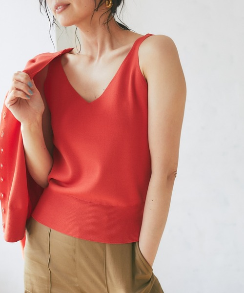 RIVE DROITE（リヴドロワ）の「クールタッチUVニットキャミソール（キャミソール・レディース・チャコールグレー/ベージュ/オレンジ・FREE）」の3枚目の写真