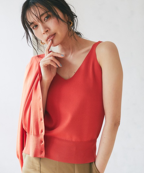 RIVE DROITE（リヴドロワ）の「クールタッチUVニットキャミソール（キャミソール・レディース・チャコールグレー/ベージュ/オレンジ・FREE）」の4枚目の写真