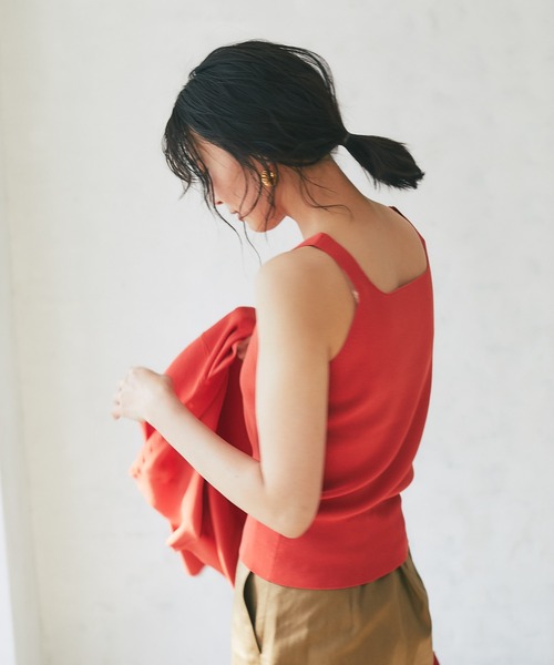 RIVE DROITE（リヴドロワ）の「クールタッチUVニットキャミソール（キャミソール・レディース・チャコールグレー/ベージュ/オレンジ・FREE）」の6枚目の写真