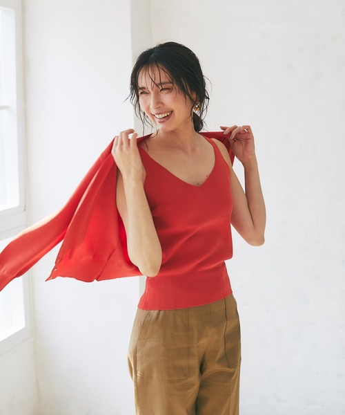 RIVE DROITE（リヴドロワ）の「クールタッチUVニットキャミソール（キャミソール・レディース・チャコールグレー/ベージュ/オレンジ・FREE）」の7枚目の写真