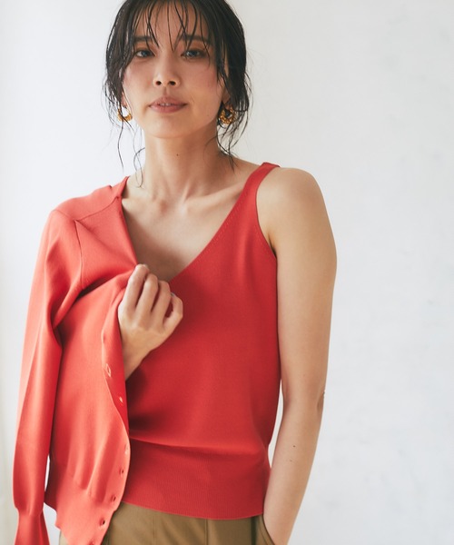 RIVE DROITE（リヴドロワ）の「クールタッチUVニットキャミソール（キャミソール・レディース・チャコールグレー/ベージュ/オレンジ・FREE）」の5枚目の写真
