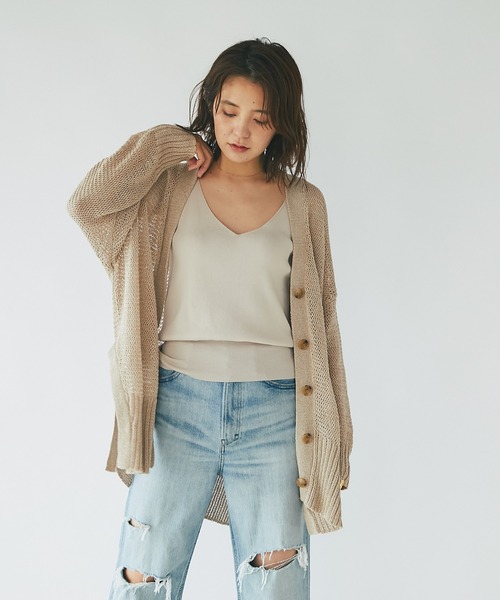 RIVE DROITE（リヴドロワ）の「クールタッチUVニットキャミソール（キャミソール・レディース・チャコールグレー/ベージュ/オレンジ・FREE）」の21枚目の写真