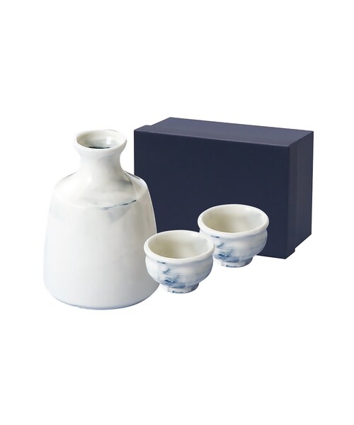 212 KITCHEN STORE(トゥワントゥキッチンストア)の「藍花 白化粧ぐい呑(2個)・徳利 ギフトセット(食器)」|その他