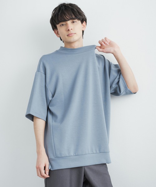 Rocky Monroe(ロッキーモンロー)の「オーバーサイズ シルケットポンチ モックネック5分袖ビッグスウェットシャツトレーナー(スウェット・メンズ・ホワイト/ライトグレー/ブラック/カーキ/ブルーグレー/ピンクベージュ/グレイッシュベージュ・M/L/XL)」の5枚目の写真