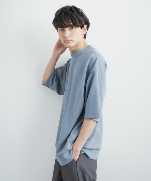 Rocky Monroe(ロッキーモンロー)の「オーバーサイズ シルケットポンチ モックネック5分袖ビッグスウェットシャツトレーナー(スウェット・メンズ・ホワイト/ライトグレー/ブラック/カーキ/ブルーグレー/ピンクベージュ/グレイッシュベージュ・M/L/XL)」の14枚目の写真