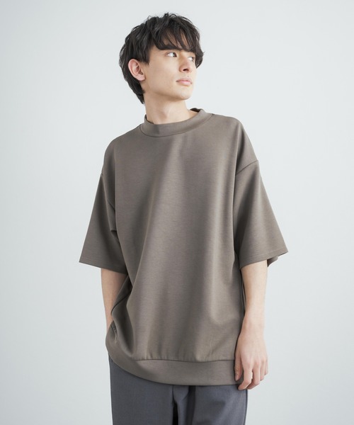 Rocky Monroe(ロッキーモンロー)の「オーバーサイズ シルケットポンチ モックネック5分袖ビッグスウェットシャツトレーナー(スウェット・メンズ・ホワイト/ライトグレー/ブラック/カーキ/ブルーグレー/ピンクベージュ/グレイッシュベージュ・M/L/XL)」の8枚目の写真