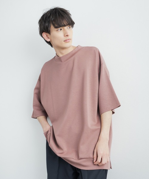 Rocky Monroe(ロッキーモンロー)の「オーバーサイズ シルケットポンチ モックネック5分袖ビッグスウェットシャツトレーナー(スウェット・メンズ・ホワイト/ライトグレー/ブラック/カーキ/ブルーグレー/ピンクベージュ/グレイッシュベージュ・M/L/XL)」の15枚目の写真