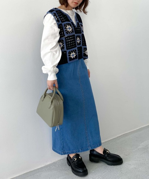 archives(アルシーヴ)の「クロシェ風配色ベスト(ベスト・レディース・アイボリー/ブラック/グリーン・MEDIUM)」の16枚目の写真