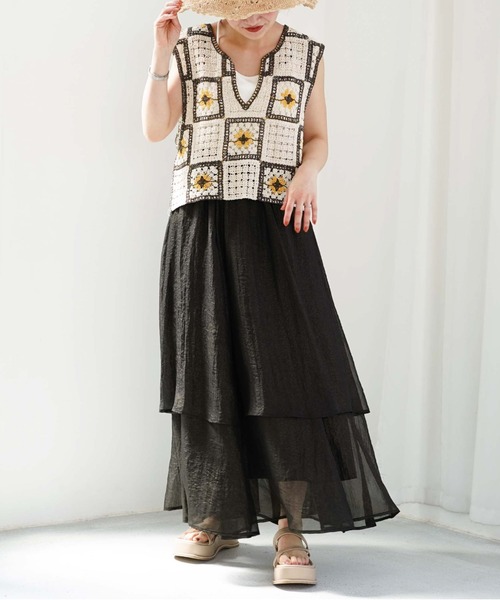 archives(アルシーヴ)の「クロシェ風配色ベスト(ベスト・レディース・アイボリー/ブラック/グリーン・MEDIUM)」の21枚目の写真