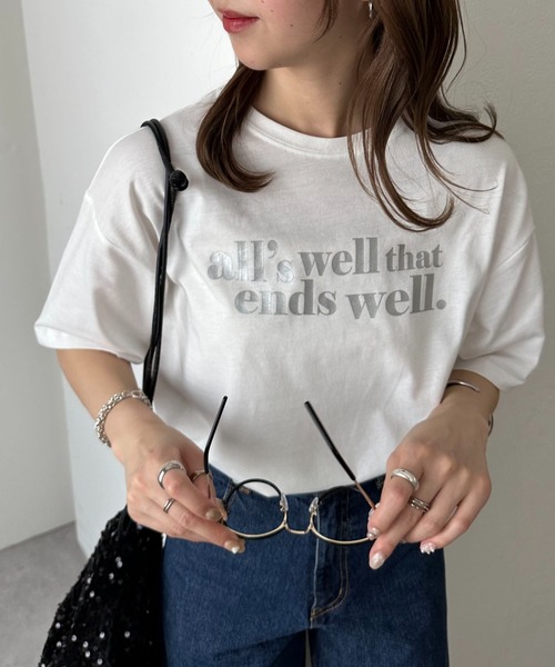 DISCOAT（ディスコート）の「《新色追加》【WEB限定】半袖アメリカンロゴTシャツ（Tシャツ/カットソー・レディース・ホワイト×グリーン/ホワイト×グレー/ホワイト×レッド/チャコールグレー/ネイビー/ピンク/クリア/グレー系その他・FREE/MEDIUM）」の8枚目の写真