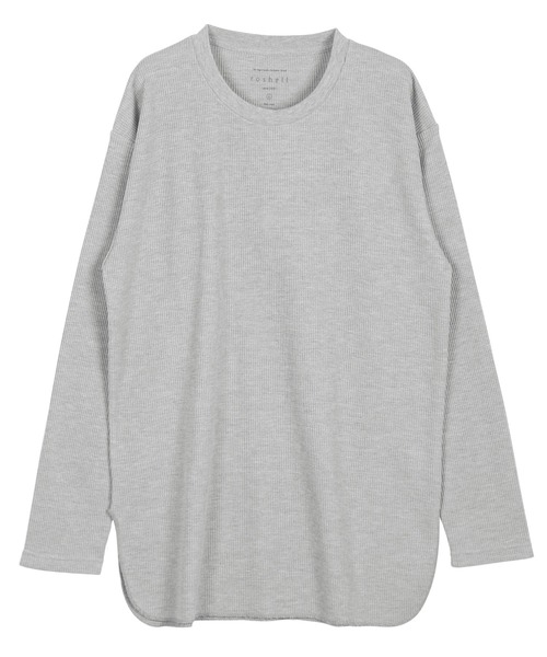 roshell(ロシェル)の「ロング丈 ワッフル 長袖カットソー サーマル 長袖 Tシャツ(Tシャツ/カットソー・メンズ・ブラック/ミックスグレー/ホワイト・SMALL/MEDIUM/LARGE/X-LARGE)」の10枚目の写真