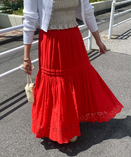 archives（アルシーヴ）の「コットンエンブロイダリーボリュームスカート（スカート・レディース・ブラック/オフホワイト/オレンジ・MEDIUM）」の3枚目の写真