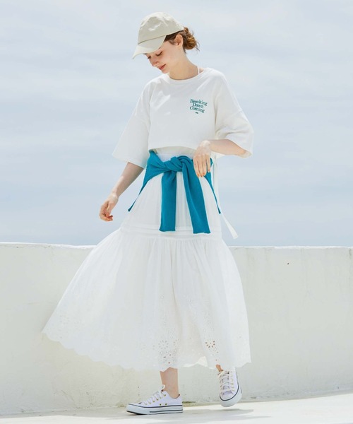 archives（アルシーヴ）の「コットンエンブロイダリーボリュームスカート（スカート・レディース・ブラック/オフホワイト/オレンジ・MEDIUM）」の4枚目の写真