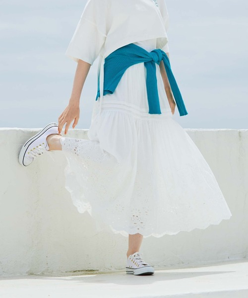 archives（アルシーヴ）の「コットンエンブロイダリーボリュームスカート（スカート・レディース・ブラック/オフホワイト/オレンジ・MEDIUM）」の7枚目の写真