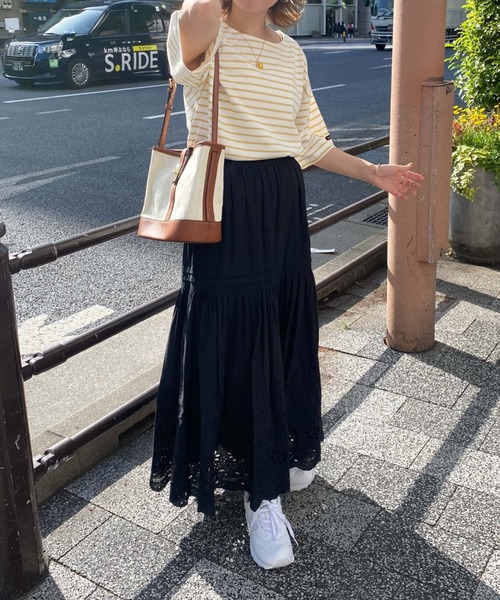 archives（アルシーヴ）の「コットンエンブロイダリーボリュームスカート（スカート・レディース・ブラック/オフホワイト/オレンジ・MEDIUM）」の19枚目の写真