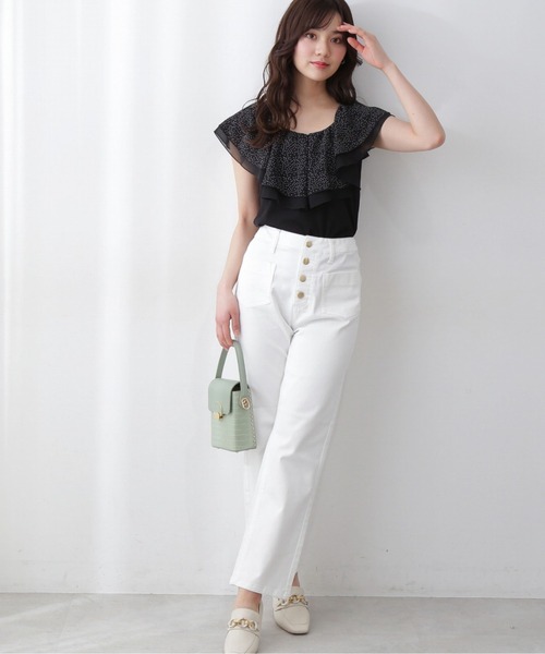 PROPORTION BODY DRESSING（プロポーションボディドレッシング）の「ラッフルＴシャツ / 1212160500（Tシャツ/カットソー・レディース・パープル/ホワイト系その他/ブラック系その他・FREE）」の8枚目の写真