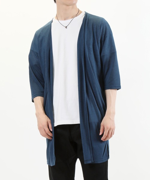 TopIsm(トップイズム)の「ショールカラー リネン混5分袖 無地ロングカーディガン(カーディガン/ボレロ・メンズ・ブラック/ネイビー/グレー/カーキ/モカ/グレイッシュブルー/チャコールグレー・M/L)」の20枚目の写真