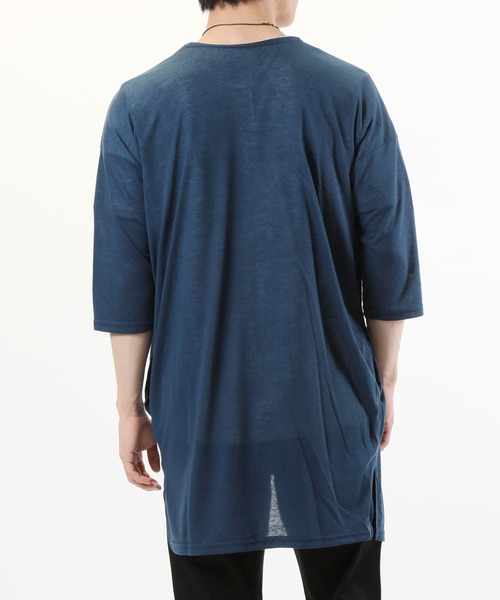 TopIsm(トップイズム)の「ショールカラー リネン混5分袖 無地ロングカーディガン(カーディガン/ボレロ・メンズ・ブラック/ネイビー/グレー/カーキ/モカ/グレイッシュブルー/チャコールグレー・M/L)」の9枚目の写真