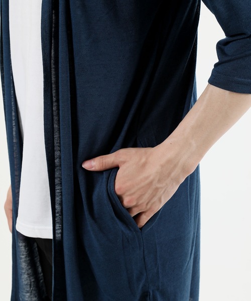 TopIsm(トップイズム)の「ショールカラー リネン混5分袖 無地ロングカーディガン(カーディガン/ボレロ・メンズ・ブラック/ネイビー/グレー/カーキ/モカ/グレイッシュブルー/チャコールグレー・M/L)」の17枚目の写真