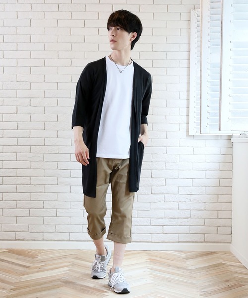 TopIsm(トップイズム)の「ショールカラー リネン混5分袖 無地ロングカーディガン(カーディガン/ボレロ・メンズ・ブラック/ネイビー/グレー/カーキ/モカ/グレイッシュブルー/チャコールグレー・M/L)」の8枚目の写真