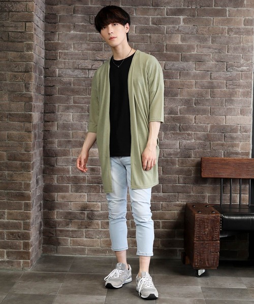 TopIsm(トップイズム)の「ショールカラー リネン混5分袖 無地ロングカーディガン(カーディガン/ボレロ・メンズ・ブラック/ネイビー/グレー/カーキ/モカ/グレイッシュブルー/チャコールグレー・M/L)」の16枚目の写真