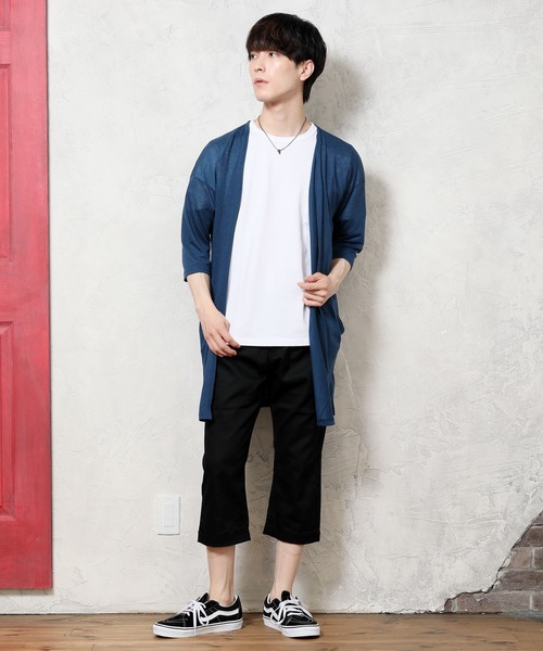 TopIsm(トップイズム)の「ショールカラー リネン混5分袖 無地ロングカーディガン(カーディガン/ボレロ・メンズ・ブラック/ネイビー/グレー/カーキ/モカ/グレイッシュブルー/チャコールグレー・M/L)」の13枚目の写真