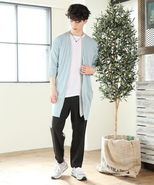 TopIsm(トップイズム)の「ショールカラー リネン混5分袖 無地ロングカーディガン(カーディガン/ボレロ・メンズ・ブラック/ネイビー/グレー/カーキ/モカ/グレイッシュブルー/チャコールグレー・M/L)」の14枚目の写真