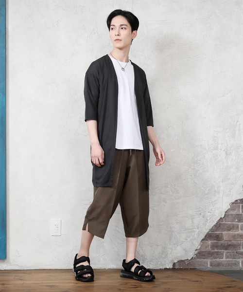 TopIsm(トップイズム)の「ショールカラー リネン混5分袖 無地ロングカーディガン(カーディガン/ボレロ・メンズ・ブラック/ネイビー/グレー/カーキ/モカ/グレイッシュブルー/チャコールグレー・M/L)」の21枚目の写真